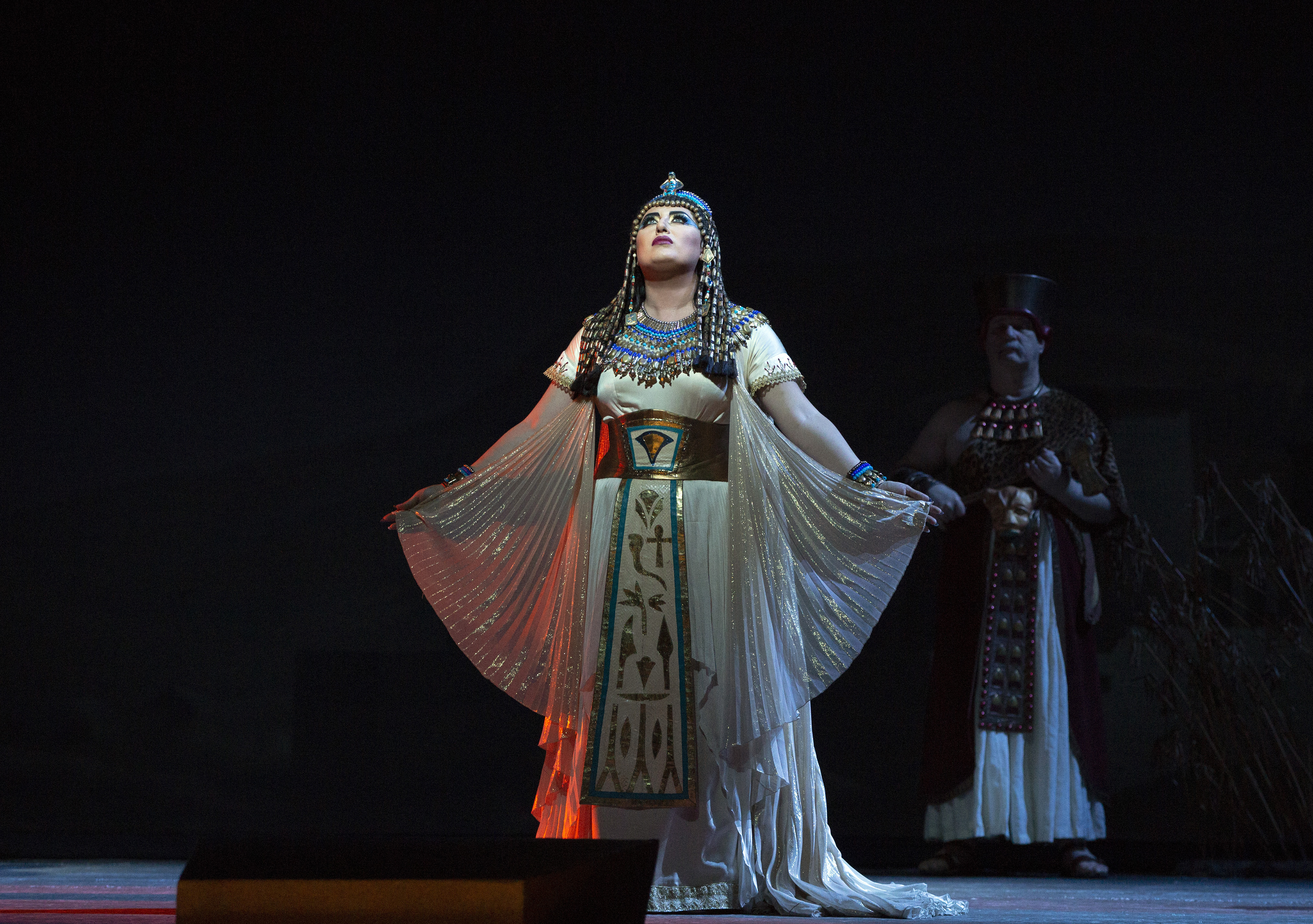 Aida on stage with Egyptian-style costume
