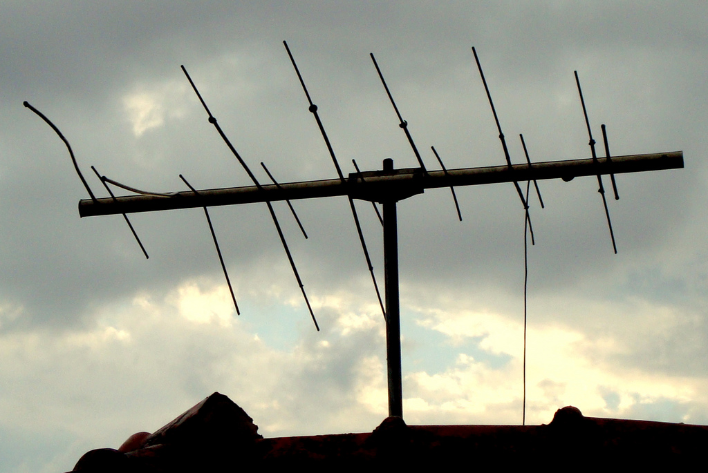 TV antenna on a rooftop