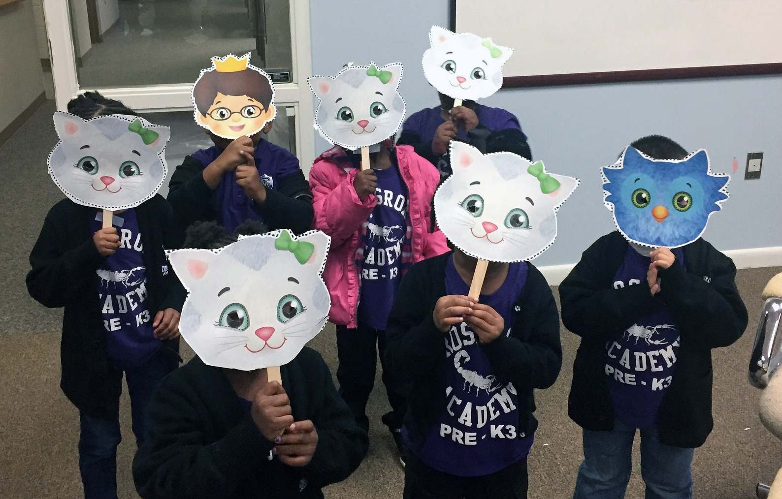 kids with daniel tiger masks